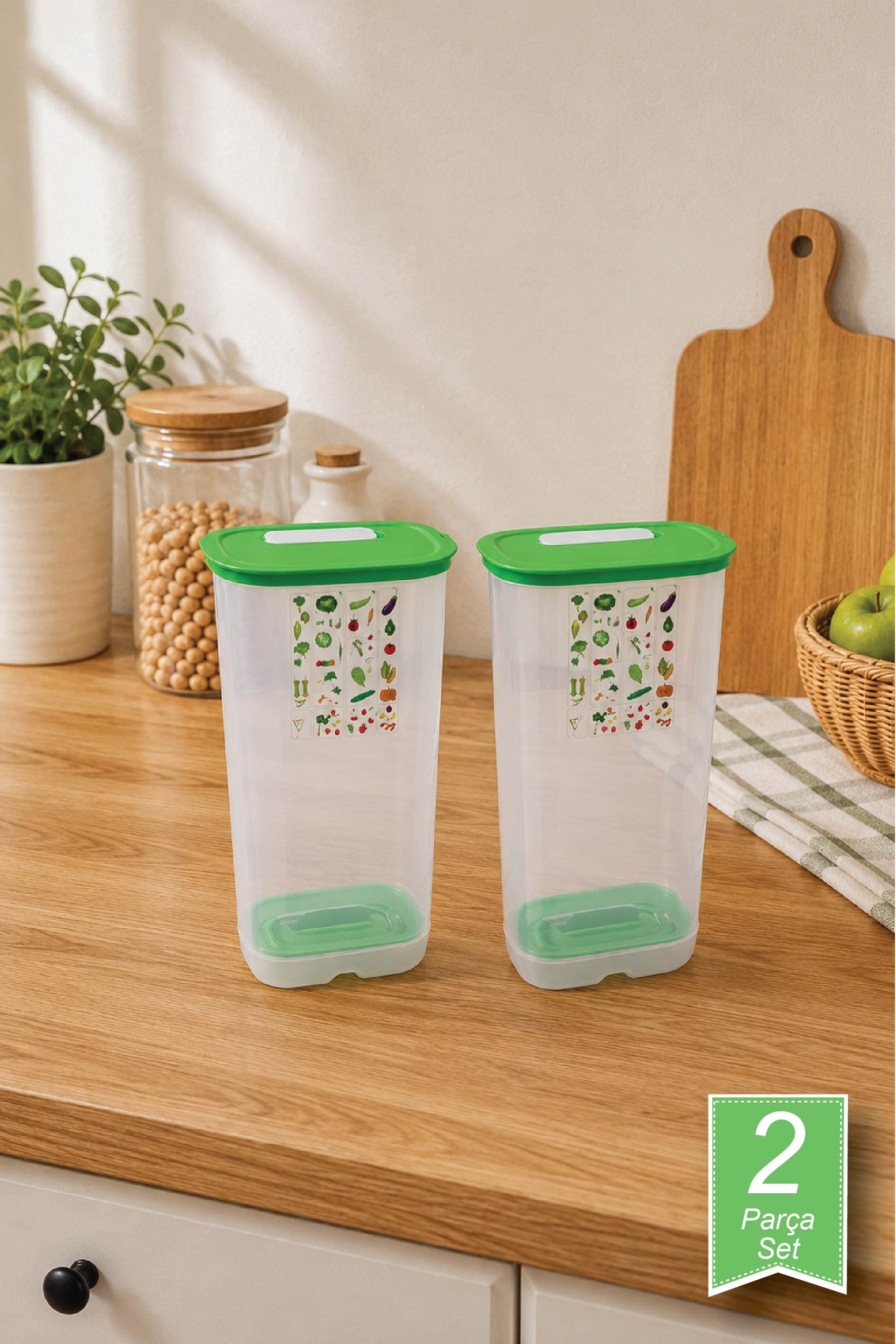 Yeşillik Saklama Kabı 2* 3,3 Lt Set