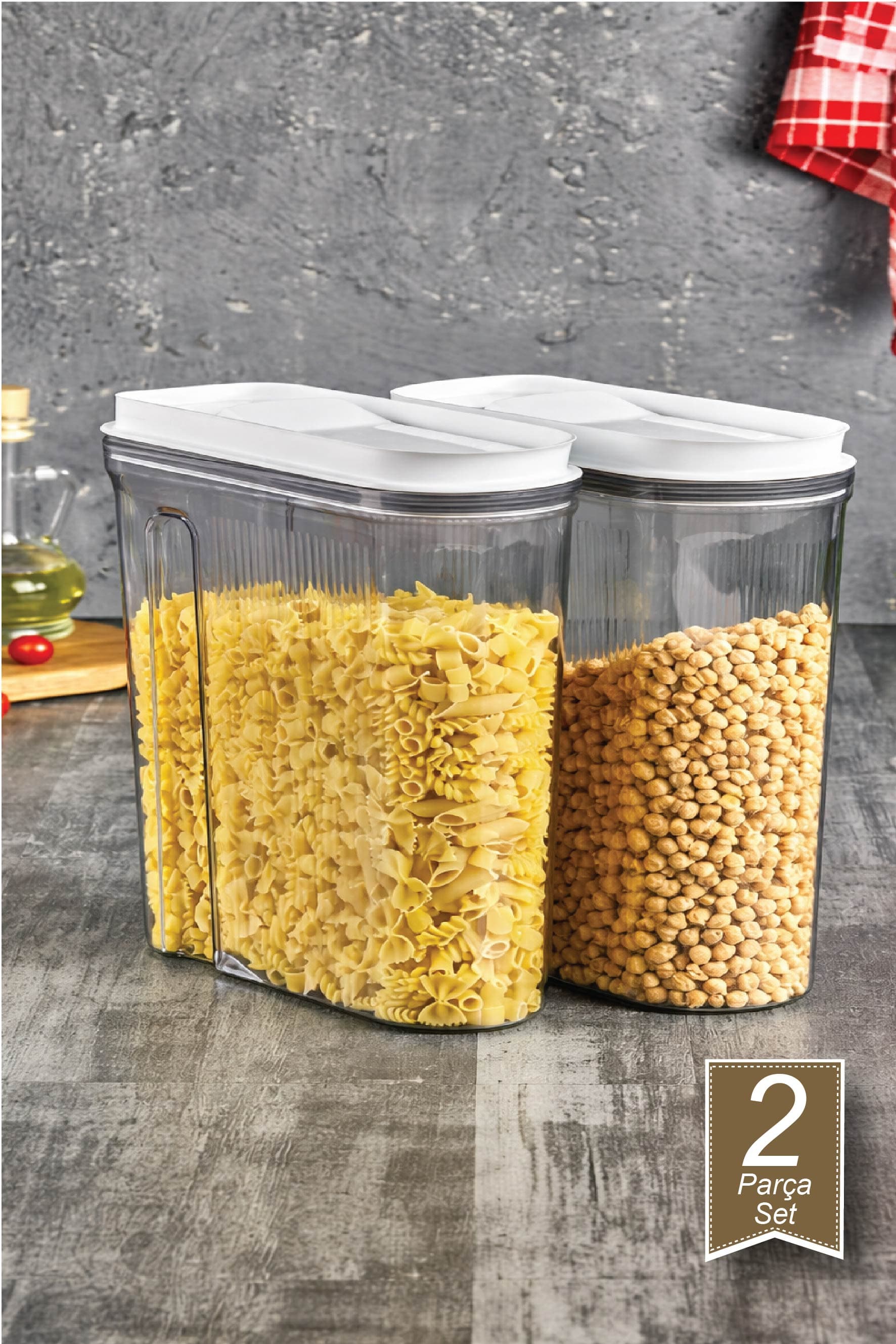 Lüks Erzak Saklama Kabı Şeffaf Füme 2*4 Litre