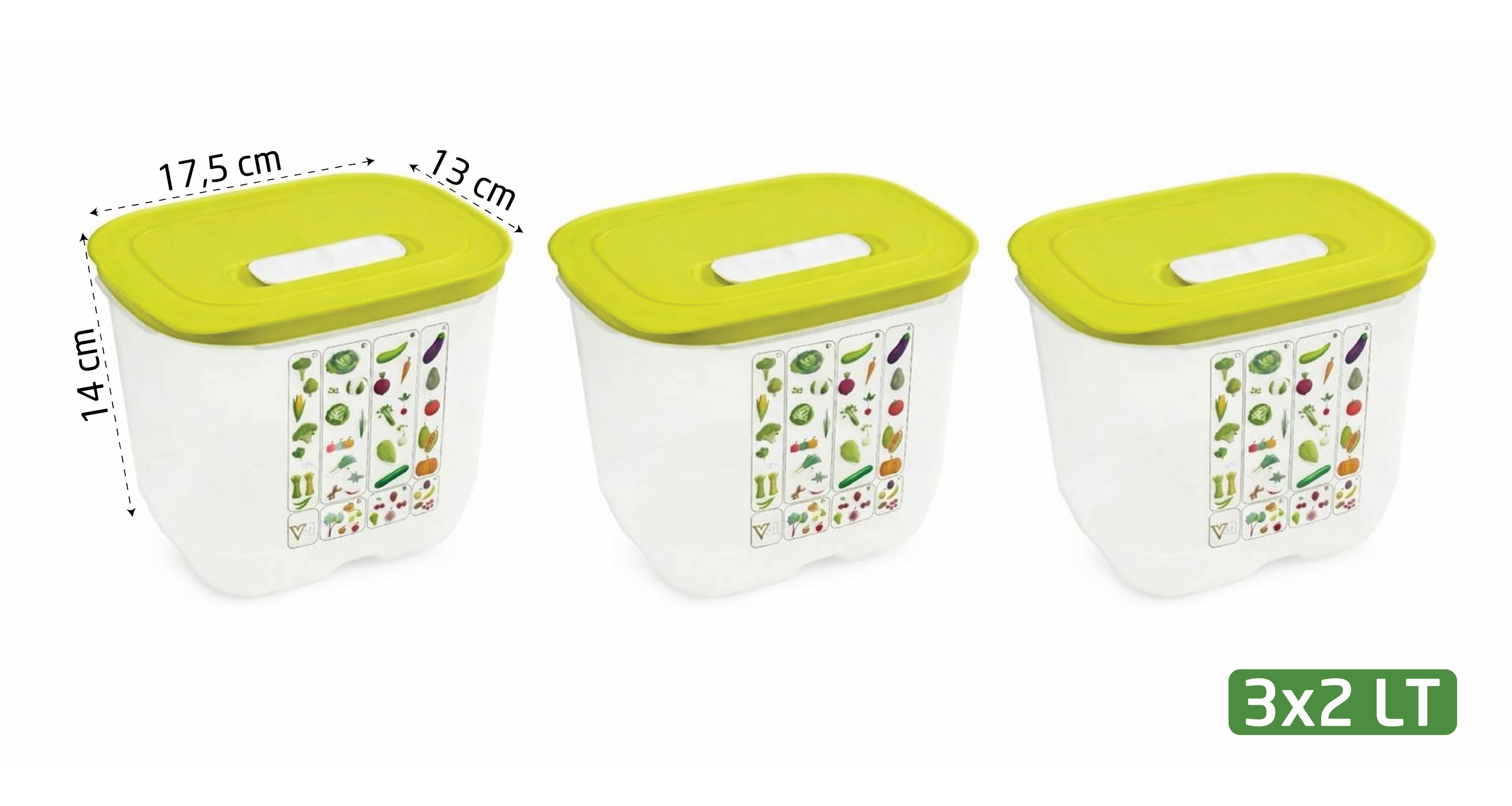 Yeşillik Saklama Kabı Seti 3* 2 Litre