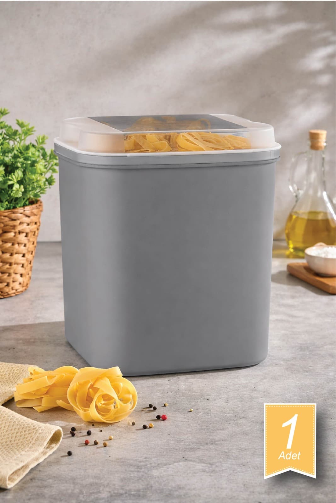 Masal Saklama Kabı, Gri 4.5 Litre