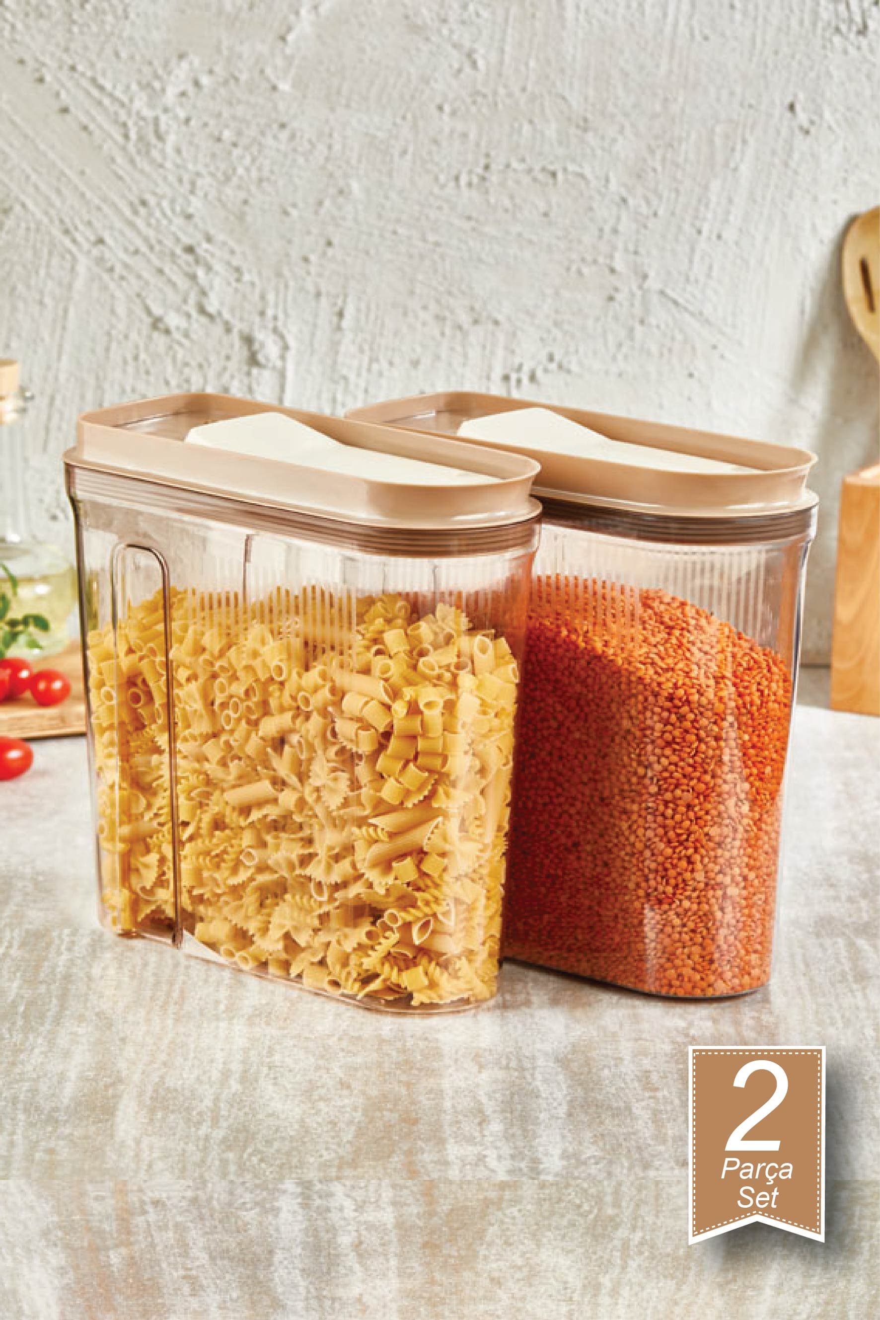 Lüks Erzak Saklama Kabı,Şeffaf Bakır 2*4 LT