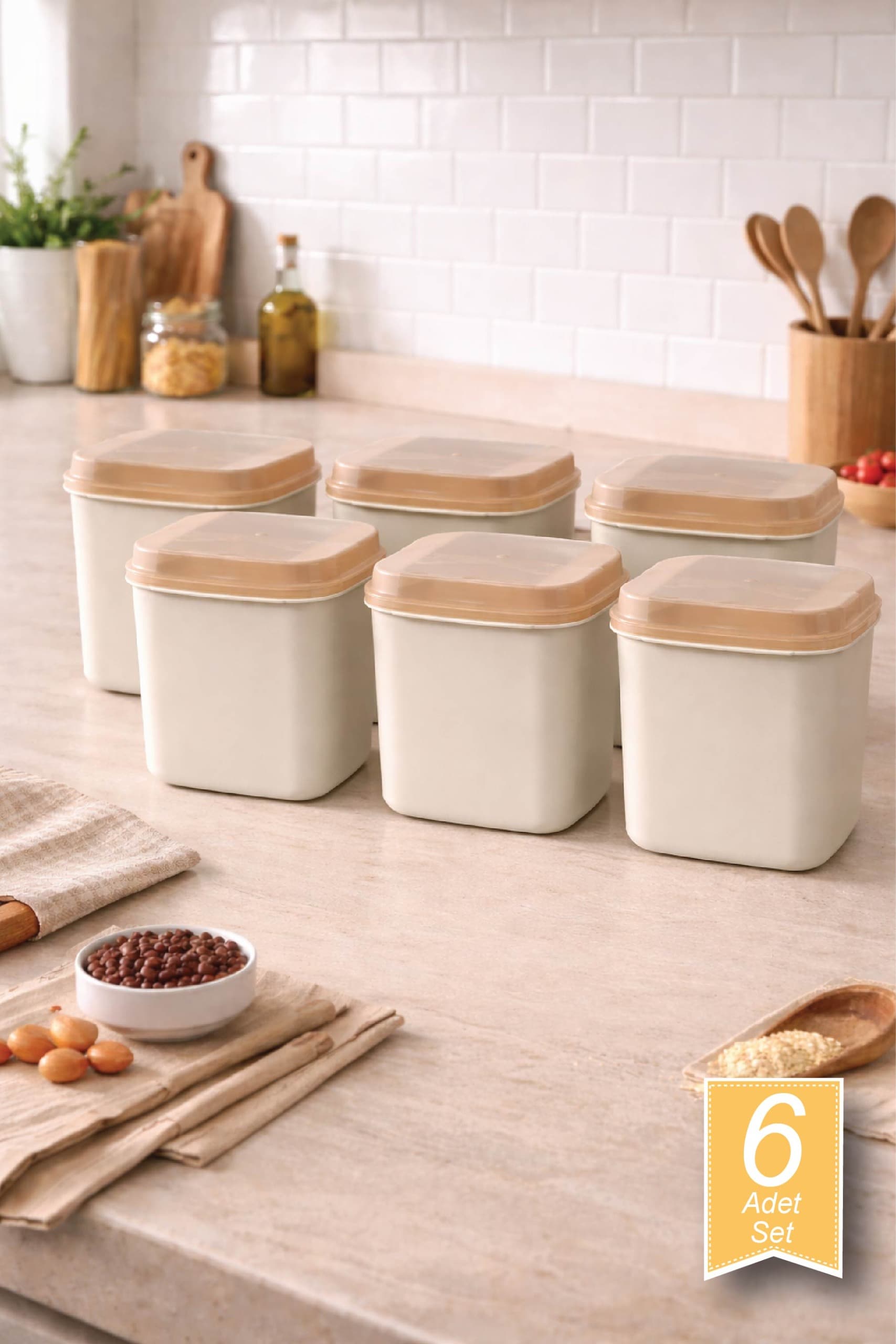 6'lı Masal Saklama Kabı Kumsal Renk 6*4500 ml