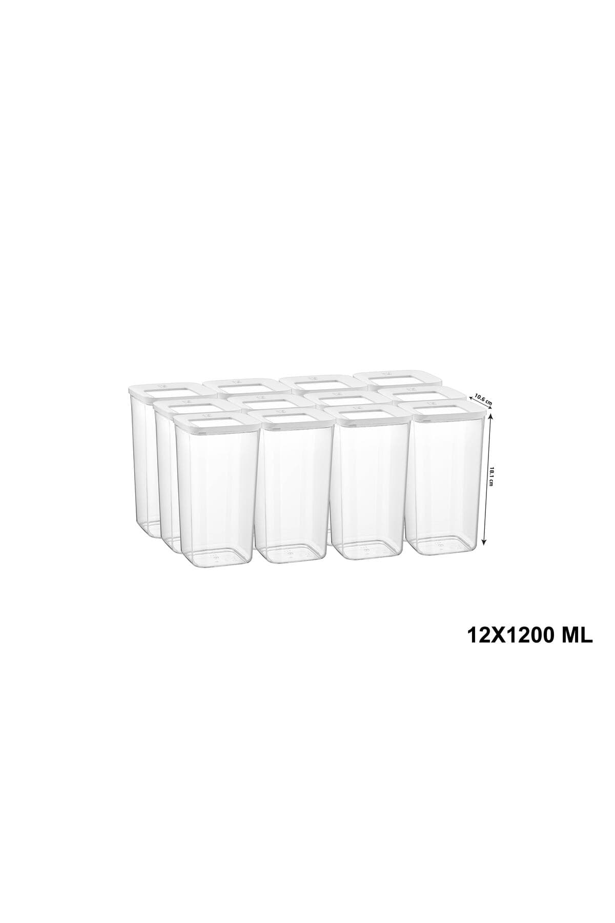 12'li Kare Saklama Kabı Seti 12*1200 ml