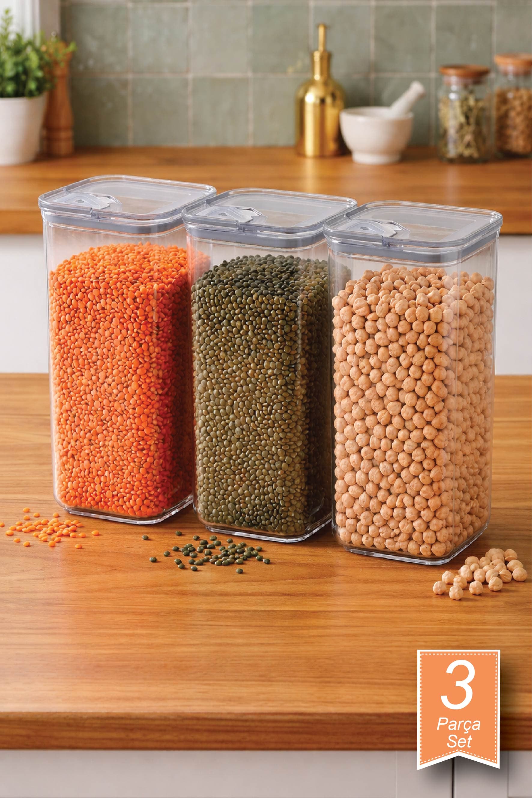 3'lü Pratik Saklama Kabı 3*1700 ml