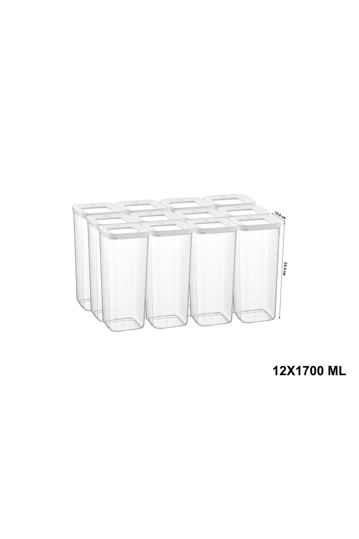 12'li Kare Saklama Kabı Seti 12*1700 ml