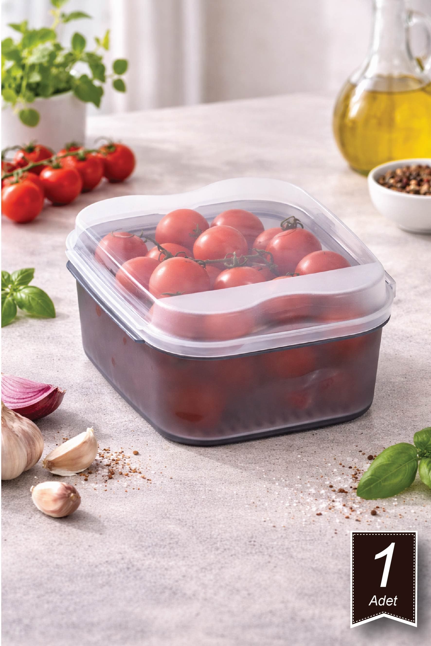 Masal Saklama Kabı Gri Renk 1600 ml