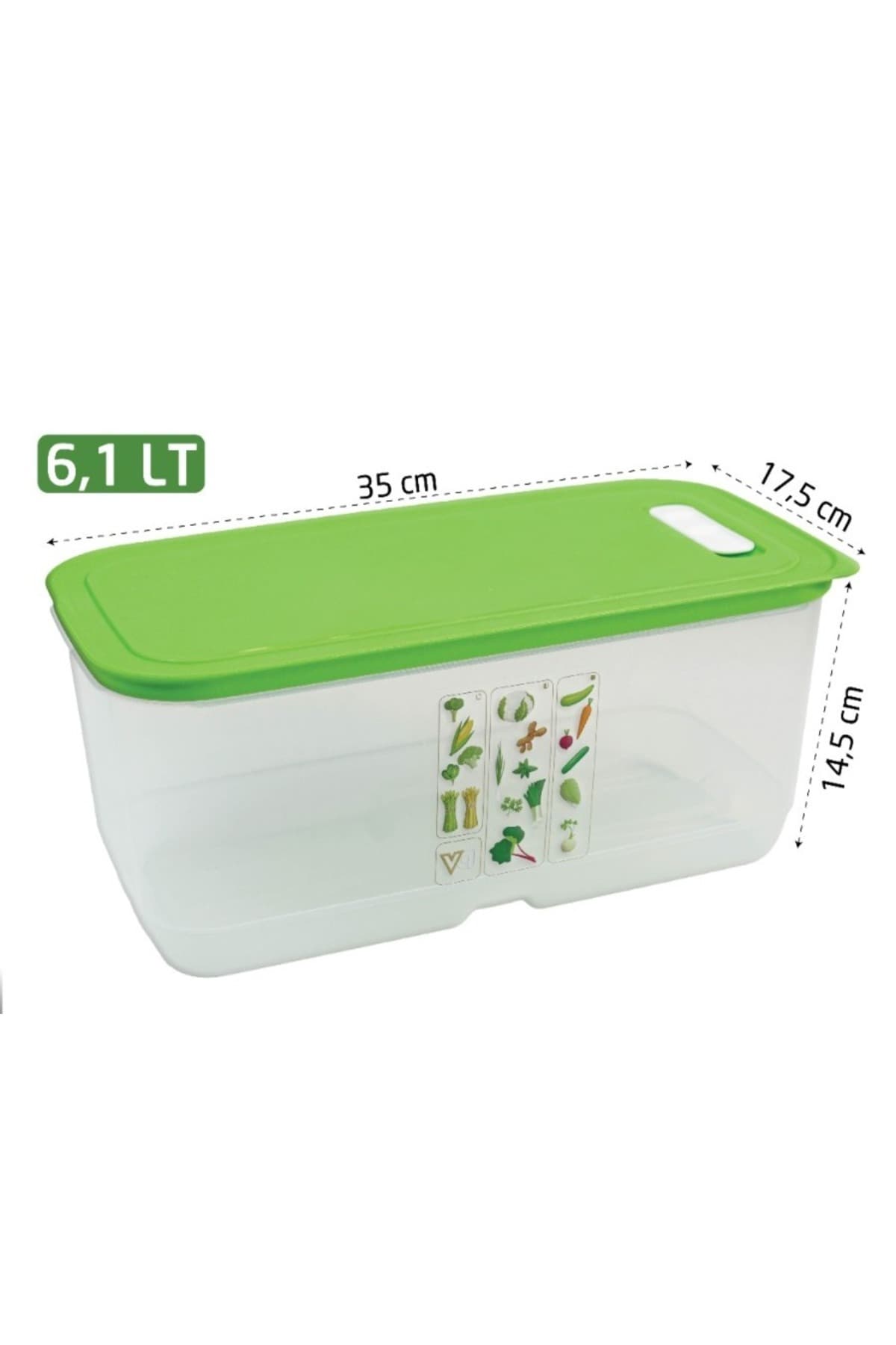 Sebze, Meyve ve Yeşillik Saklama Kabı 6,1 LT Hava Kanallı Buzdolabı Saklama Kabı