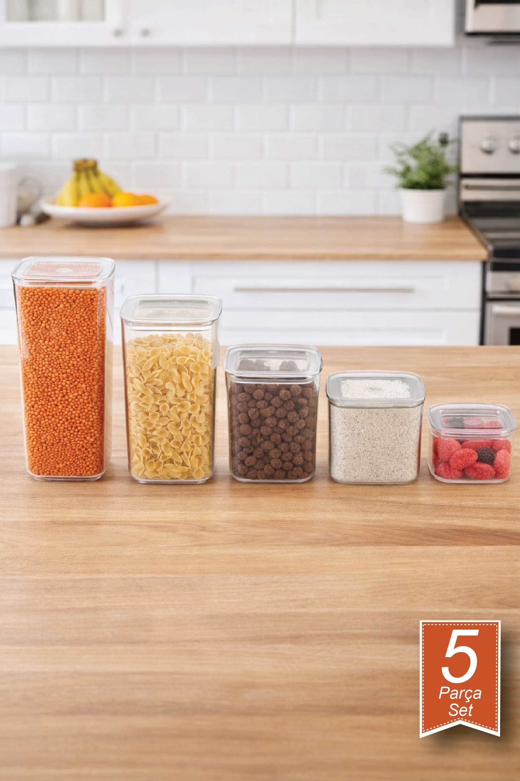Sude Kare Saklama Kabı 5'li Set