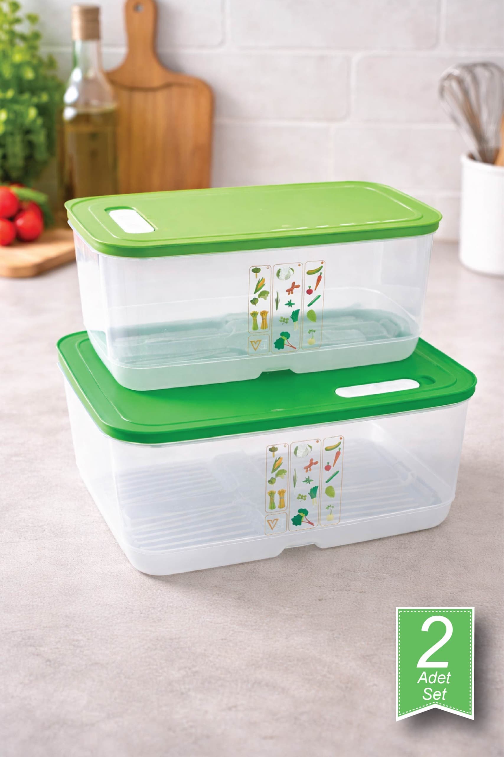 Yeşillik Saklama Kabı 9.7 Lt+6.1 Lt Set