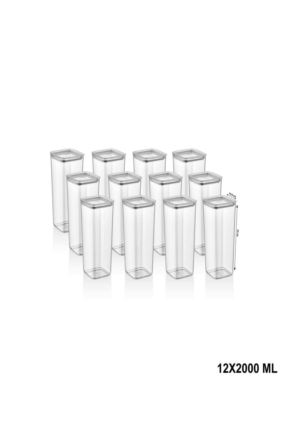 12'li Sude Kare Saklama Kabı,12*2000 ml